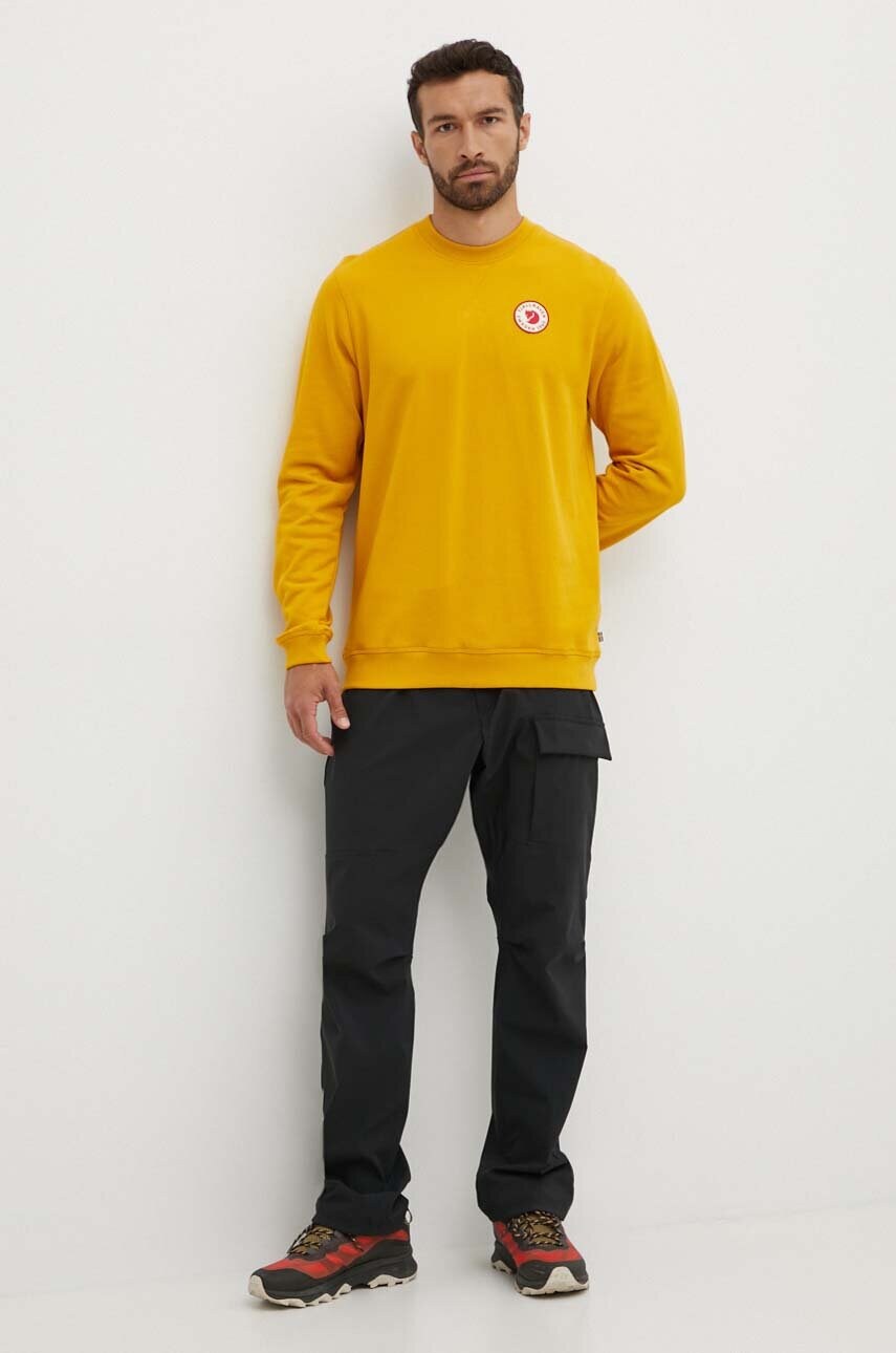 Бавовняна кофта Fjallraven 1960 Logo чоловіча колір жовтий з аплікацією