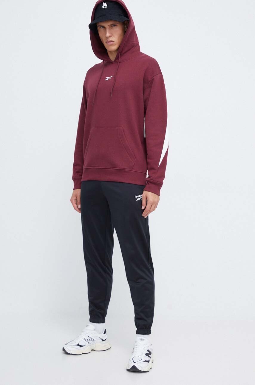 Кофта Reebok Classic чоловіча колір бордовий з капюшоном візерунок