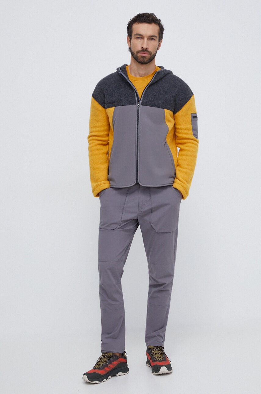Спортивна кофта Smartwool Hudson колір сірий з капюшоном візерунок