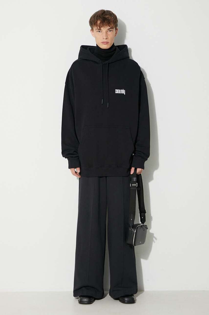 Бавовняна кофта Marcelo Burlon Disco God чоловіча колір чорний з капюшоном з принтом