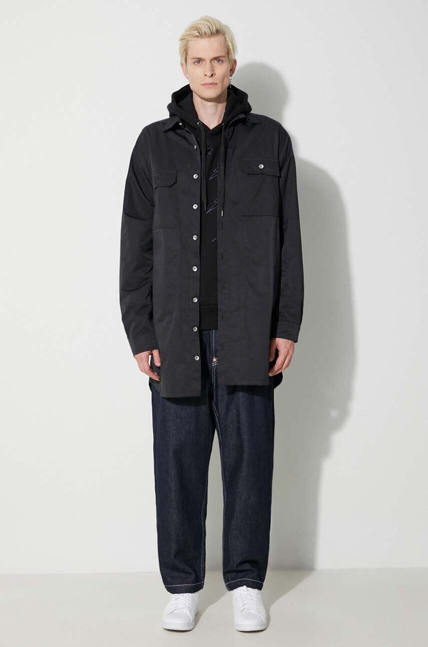 Бавовняна кофта Neil Barett EASY BLOUSON DEGRADE' RAIN BOLTS чоловіча колір чорний з капюшоном з аплікацією PBJS224.V519S.1891