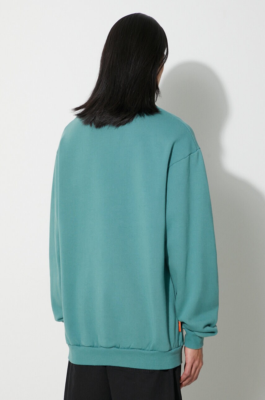 Кофта Butter Goods Cord Logo Crewneck Sweatshirt чоловіча колір зелений з аплікацією BGQ3232304