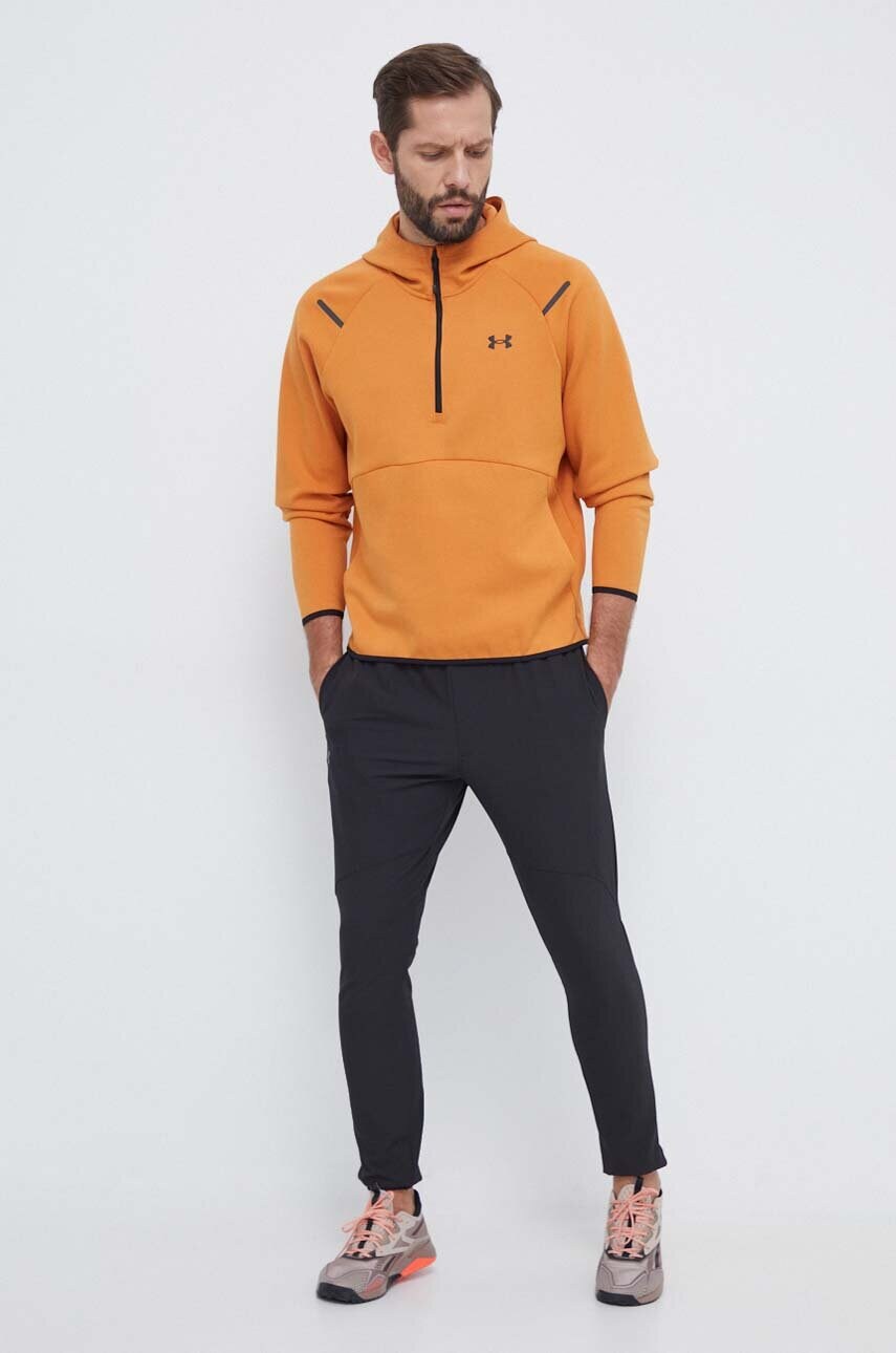 Тренувальна кофта Under Armour Unstoppable колір помаранчевий з капюшоном однотонна