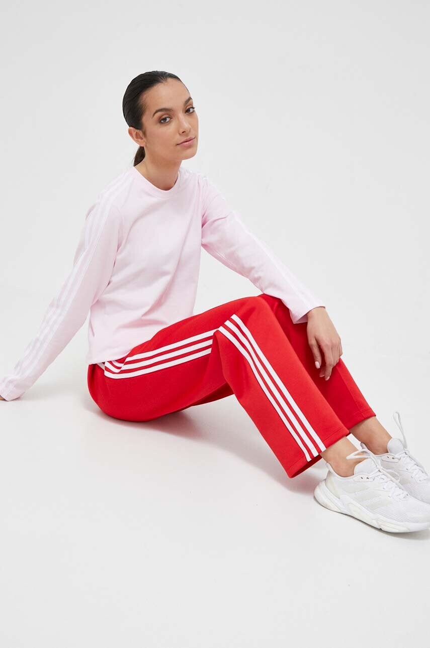 Бавовняний лонгслів adidas колір рожевий