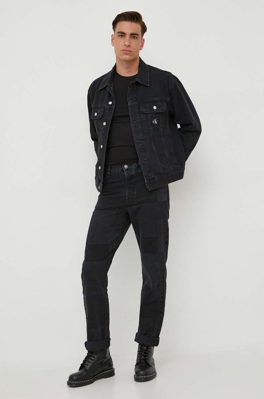 Лонгслів Guess чоловічий колір чорний однотонний