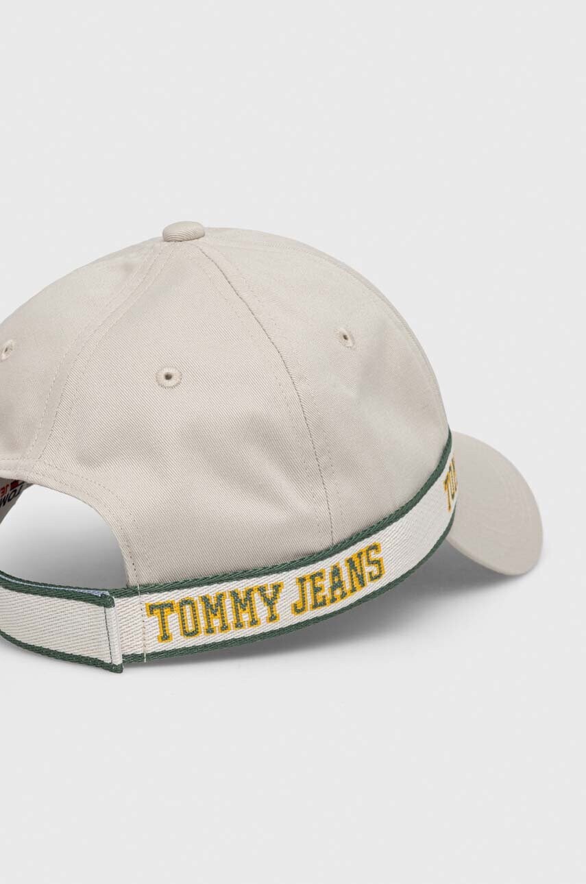 Бавовняна бейсболка Tommy Jeans колір бежевий з принтом