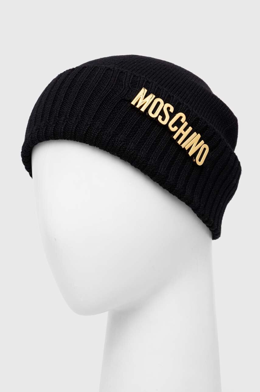 Вовняна шапка Moschino колір чорний вовна