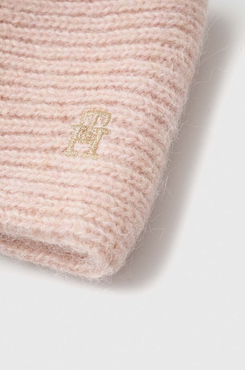 Пов'язка з домішкою вовни Tommy Hilfiger колір рожевий