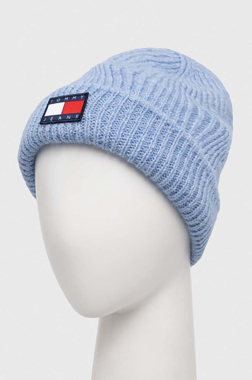 Шапка з домішкою вовни Tommy Jeans з товстого трикотажу