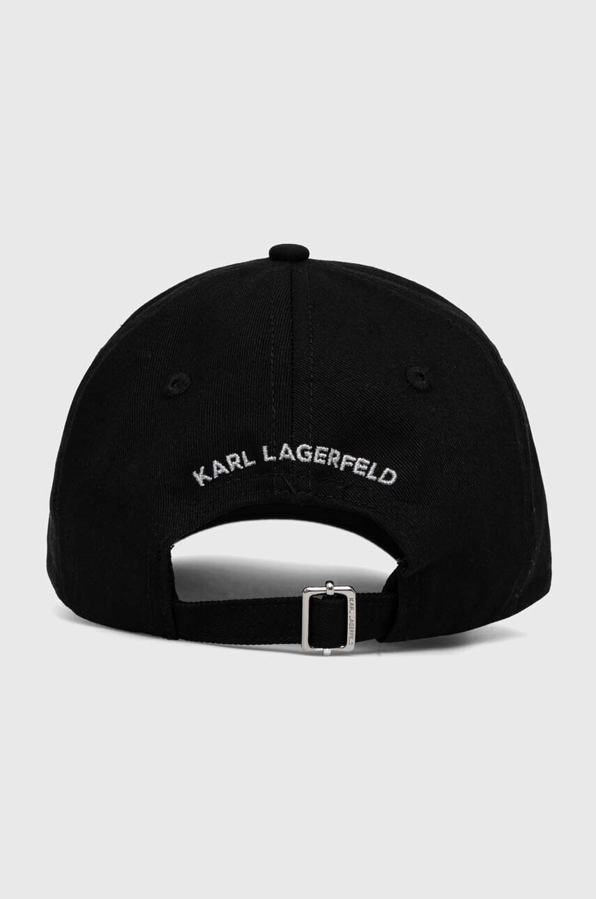 Бавовняна бейсболка Karl Lagerfeld колір чорний з аплікацією