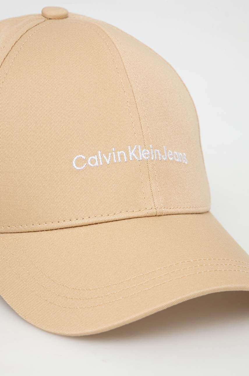 Бавовняна бейсболка Calvin Klein Jeans колір бежевий з аплікацією
