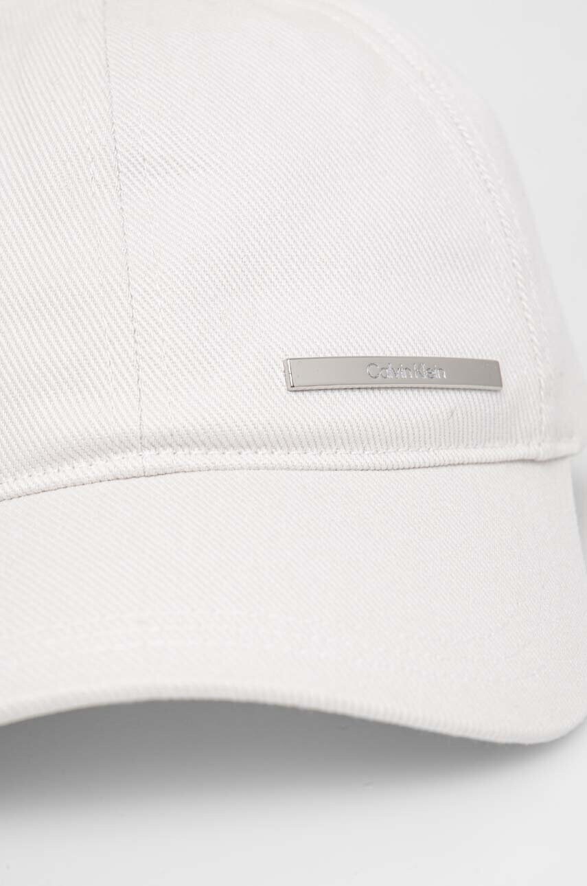 Бавовняна бейсболка Calvin Klein колір бежевий з аплікацією
