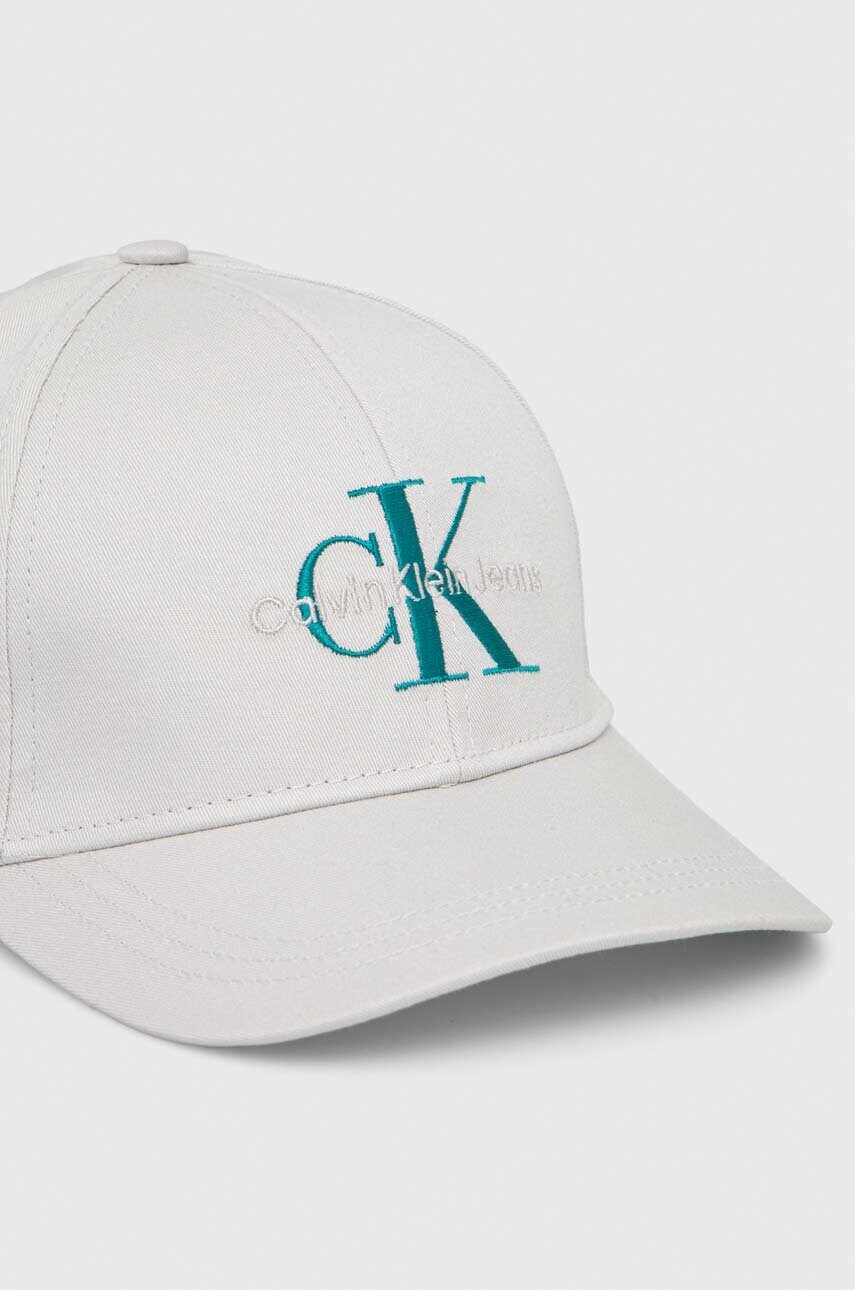 Бавовняна бейсболка Calvin Klein Jeans колір білий з аплікацією