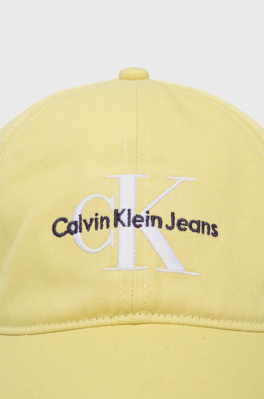 Бавовняна бейсболка Calvin Klein Jeans колір жовтий з аплікацією