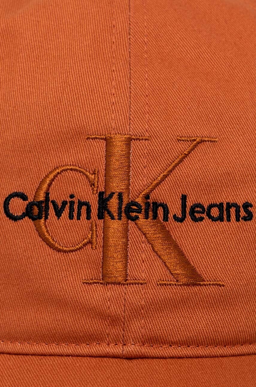 Бавовняна бейсболка Calvin Klein Jeans колір помаранчевий з аплікацією