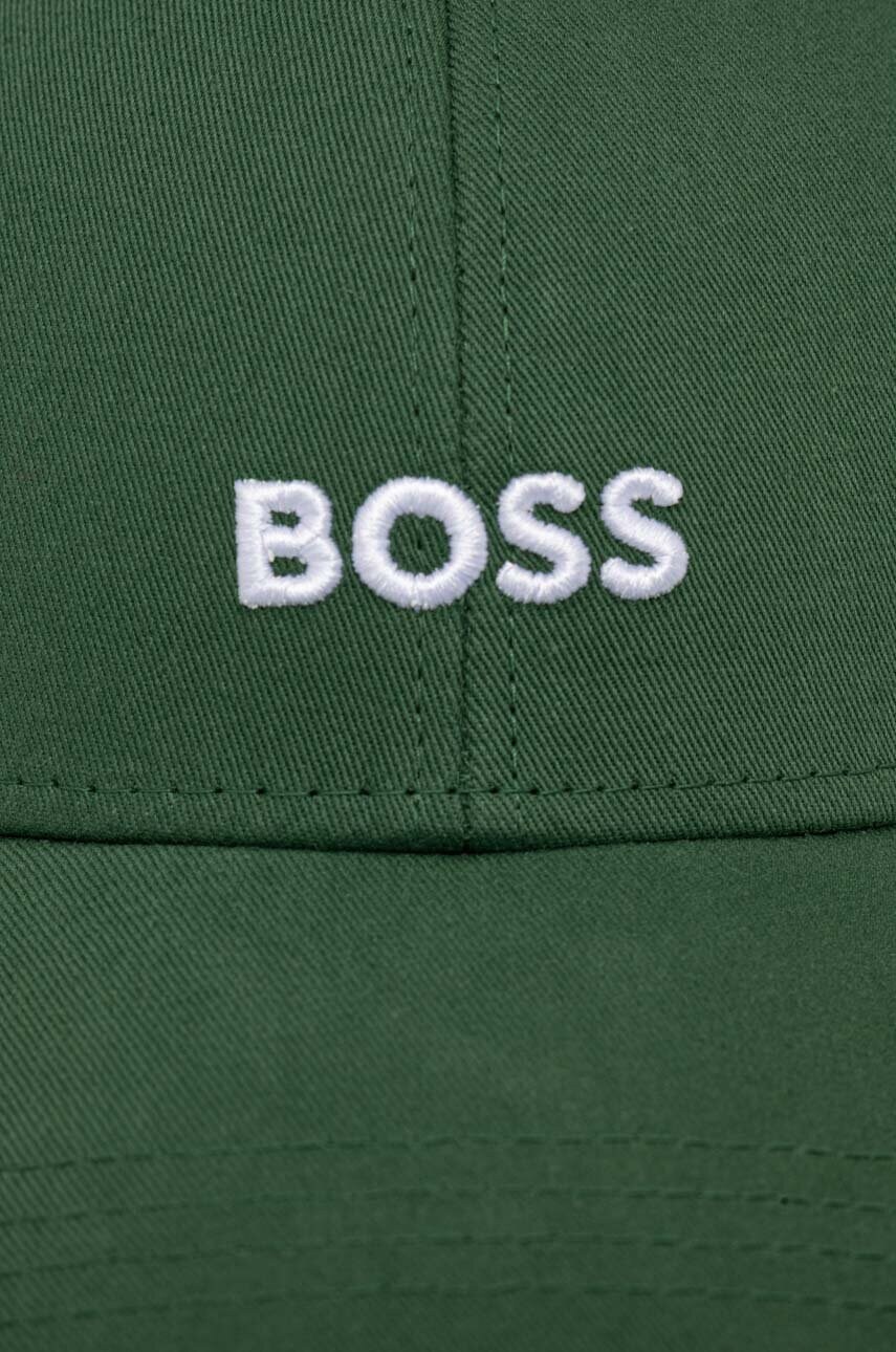 Бавовняна бейсболка BOSS колір чорний з аплікацією