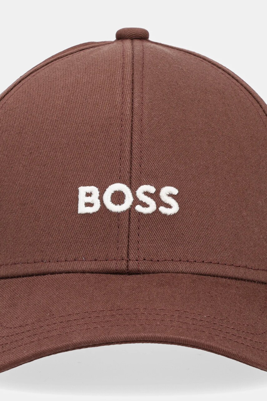 Бавовняна бейсболка BOSS колір коричневий з аплікацією 50495121