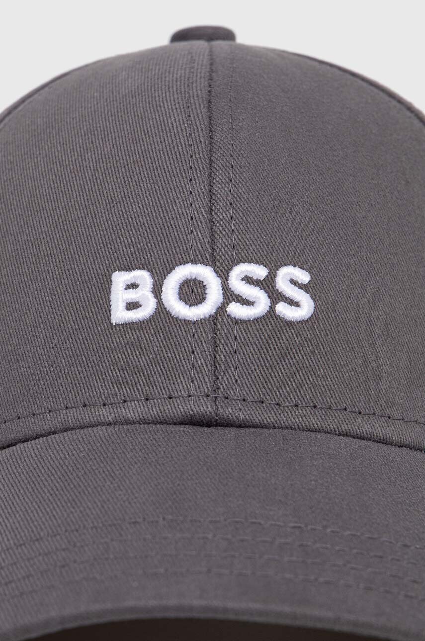 Бавовняна бейсболка BOSS колір чорний з аплікацією