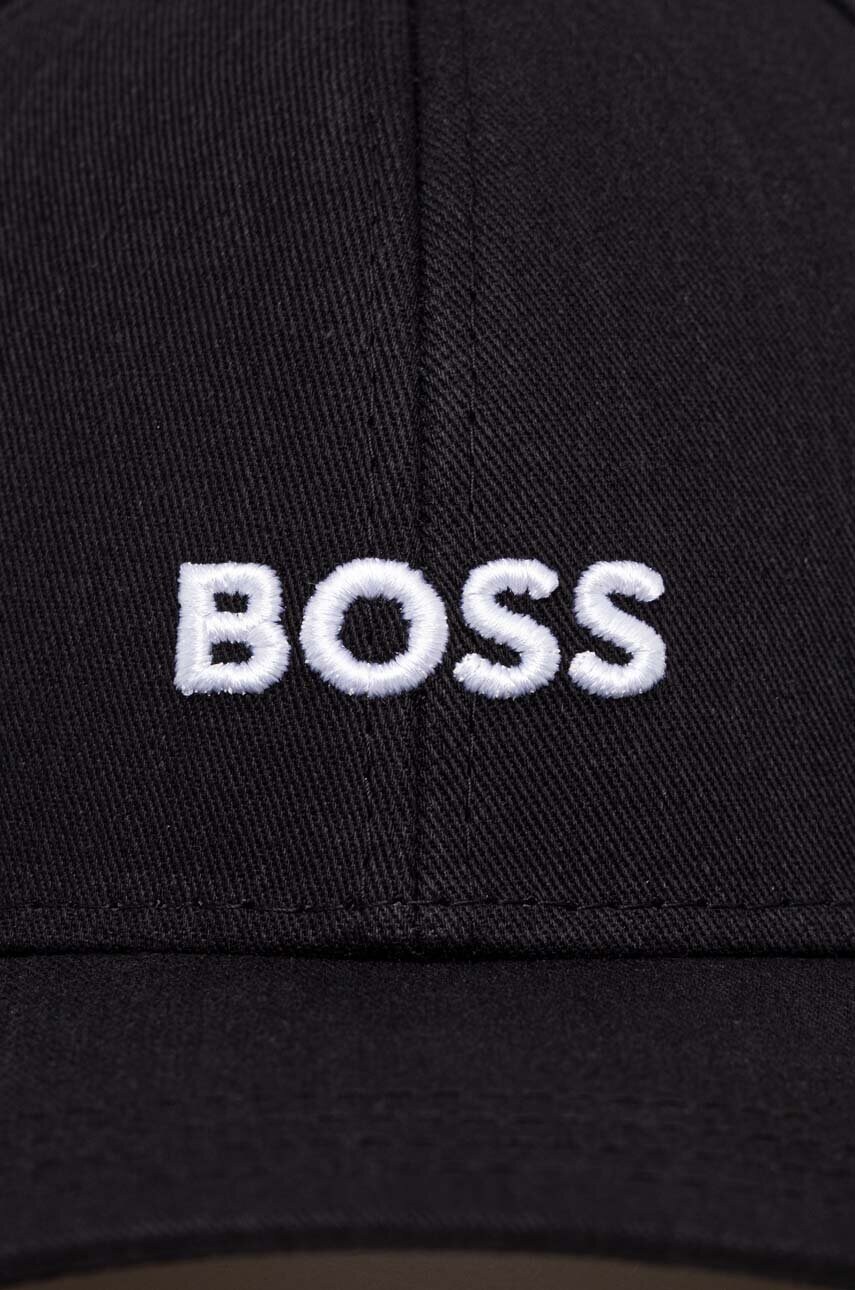 Бавовняна бейсболка BOSS колір чорний з аплікацією