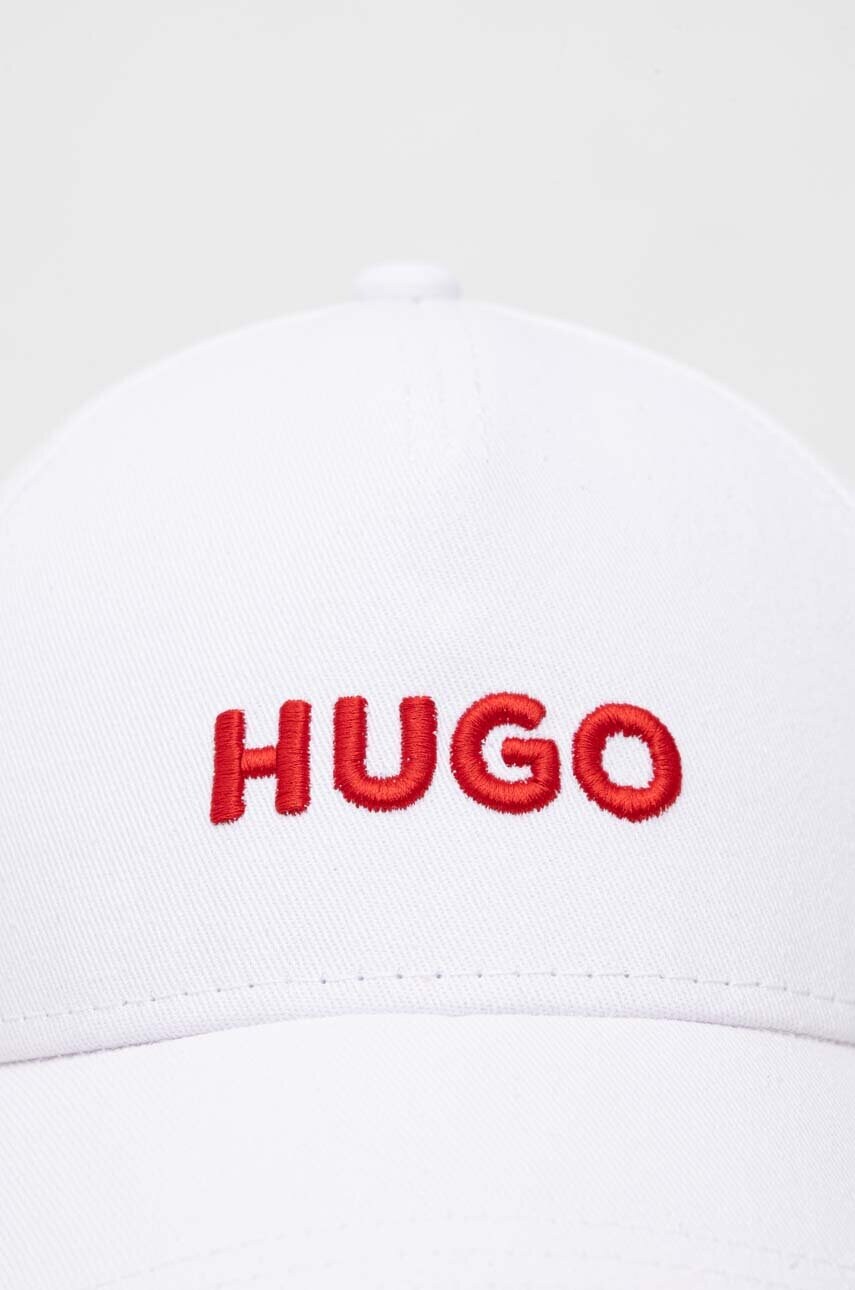 Бавовняна бейсболка HUGO колір білий з аплікацією