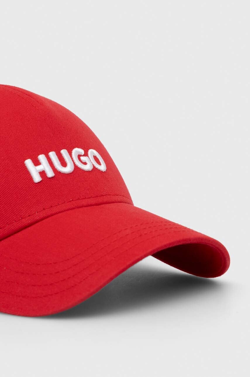 Бавовняна бейсболка HUGO колір рожевий з аплікацією