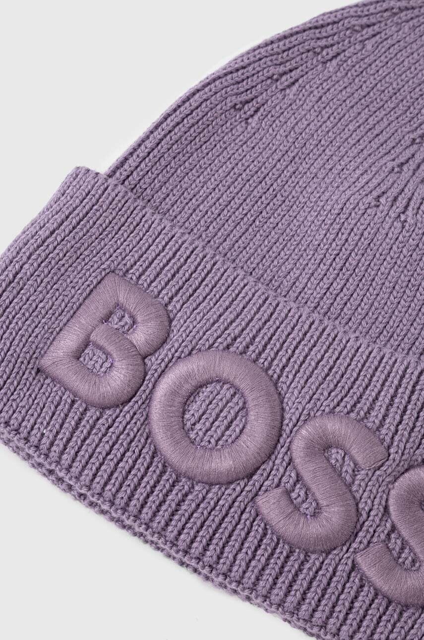 Шапка з домішкою вовни Boss Orange BOSS ORANGE колір фіолетовий з товстого трикотажу