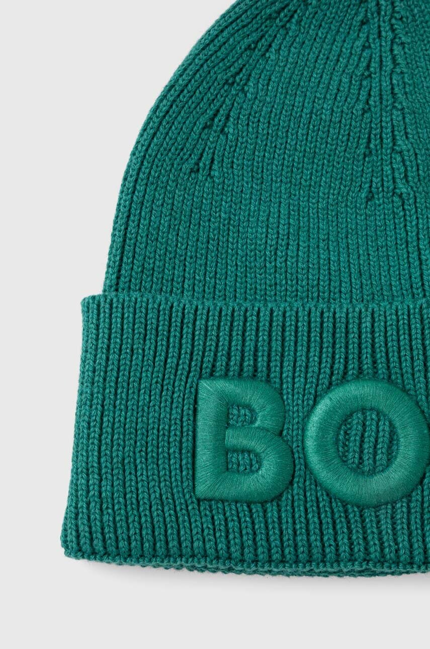 Шапка з домішкою вовни Boss Orange BOSS ORANGE колір зелений з товстого трикотажу