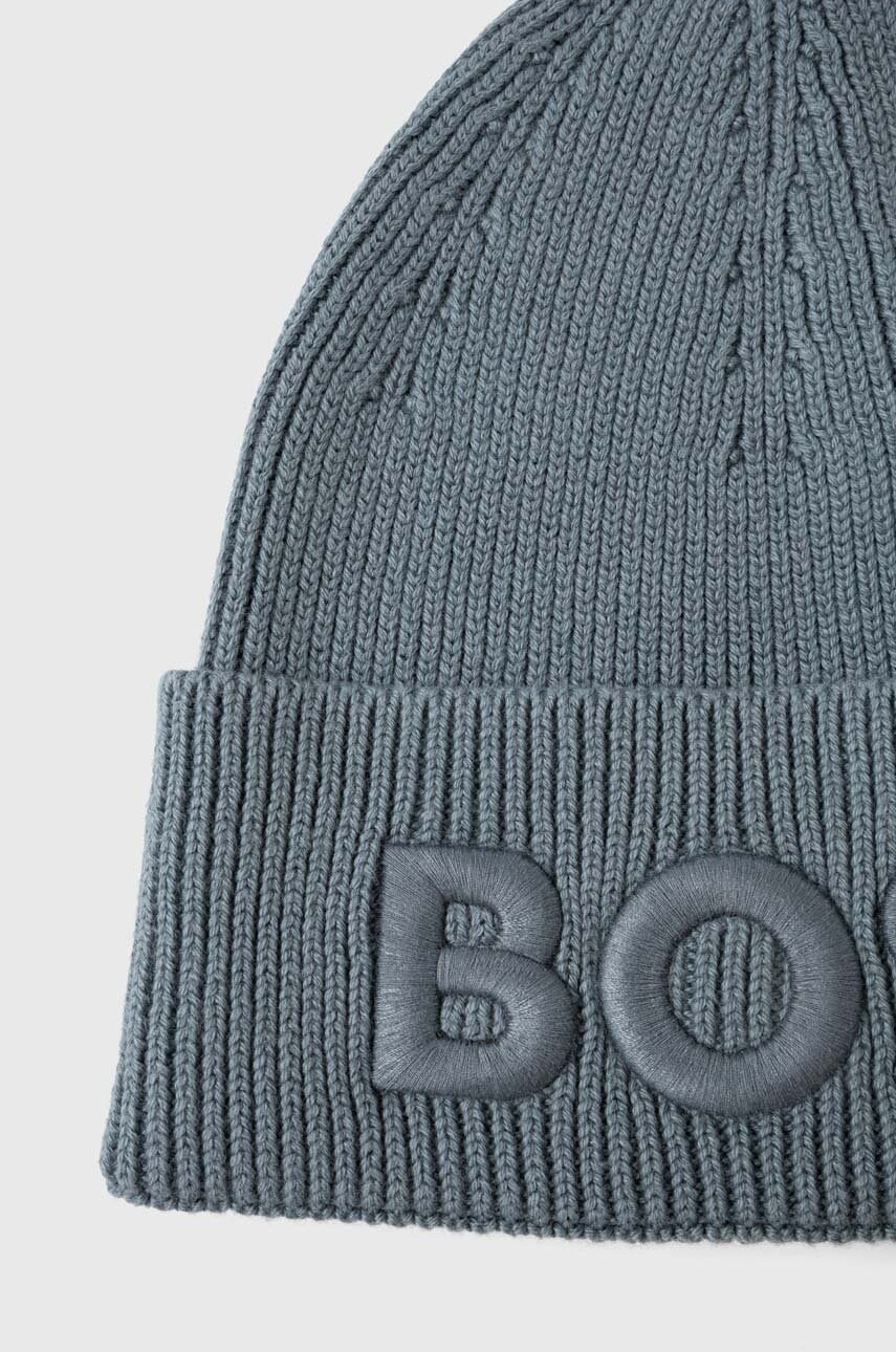 Шапка з домішкою вовни Boss Orange BOSS ORANGE колір зелений з товстого трикотажу