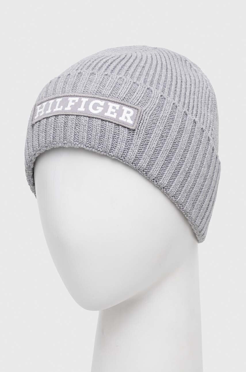 Шапка з домішкою вовни Tommy Hilfiger колір сірий