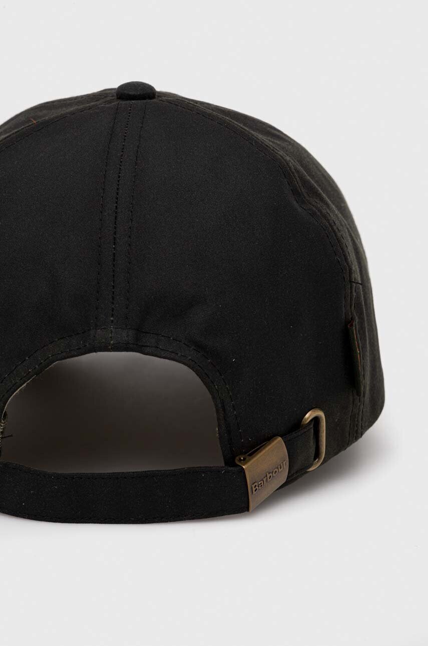 Бавовняна бейсболка Barbour колір зелений однотонна