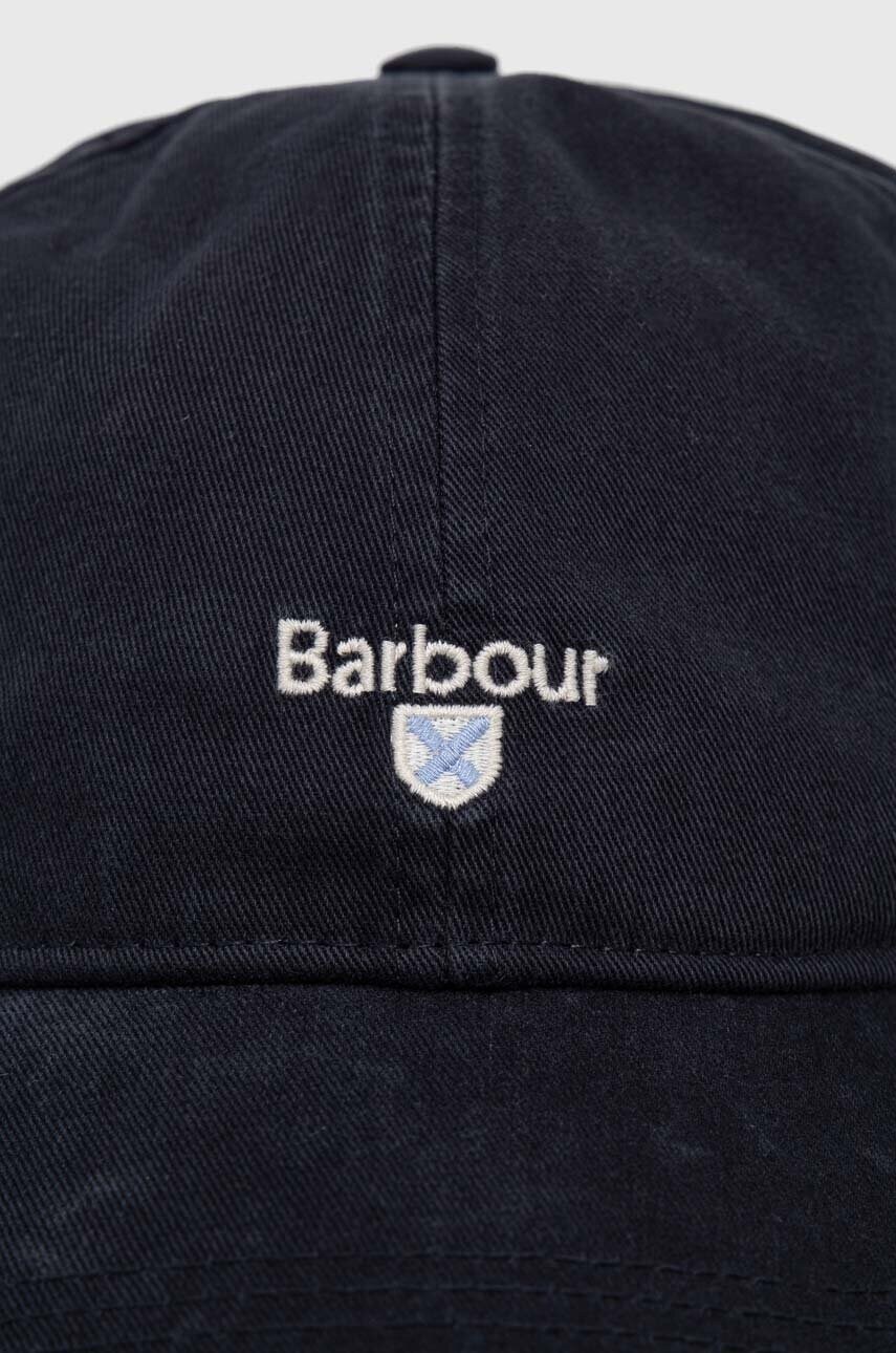 Бавовняна бейсболка Barbour колір синій з аплікацією