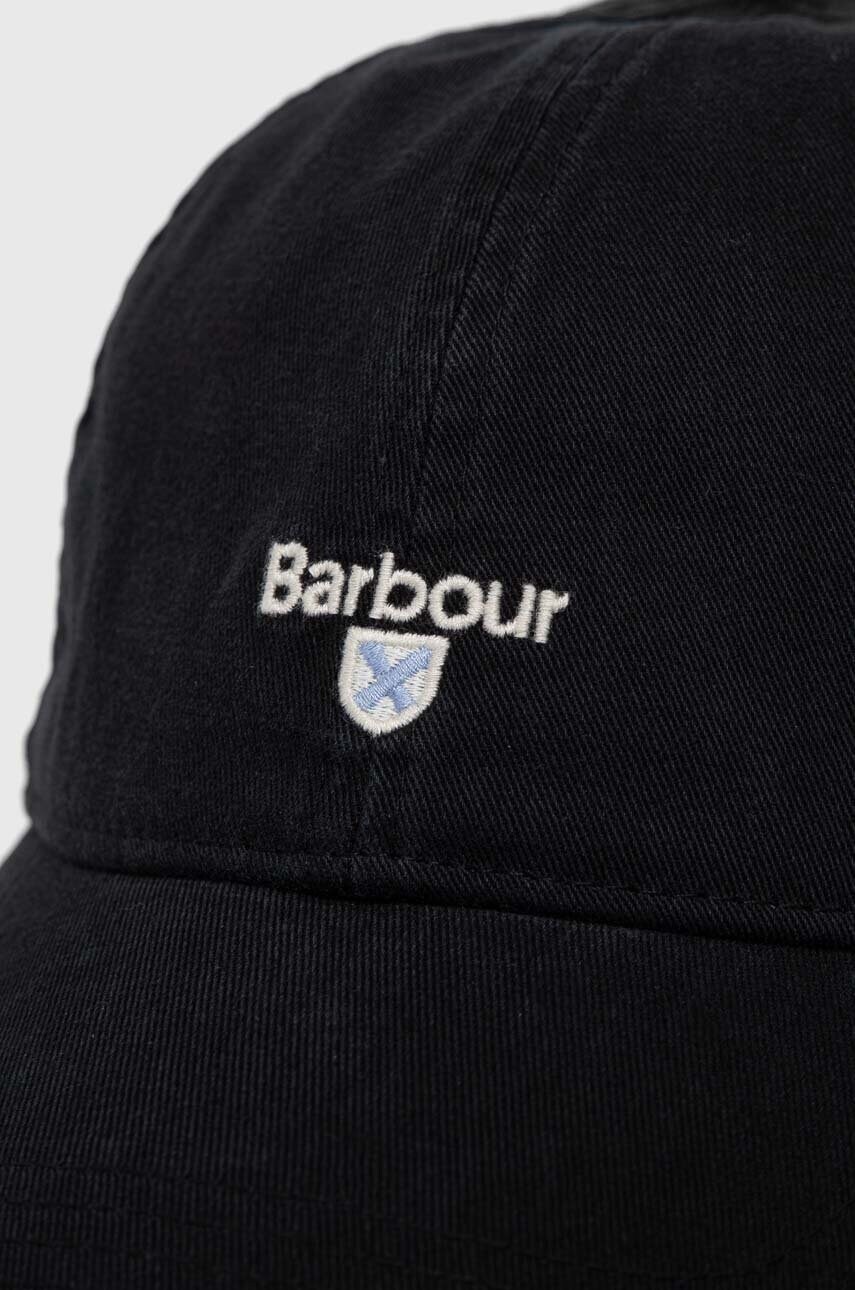 Бавовняна бейсболка Barbour колір чорний з аплікацією