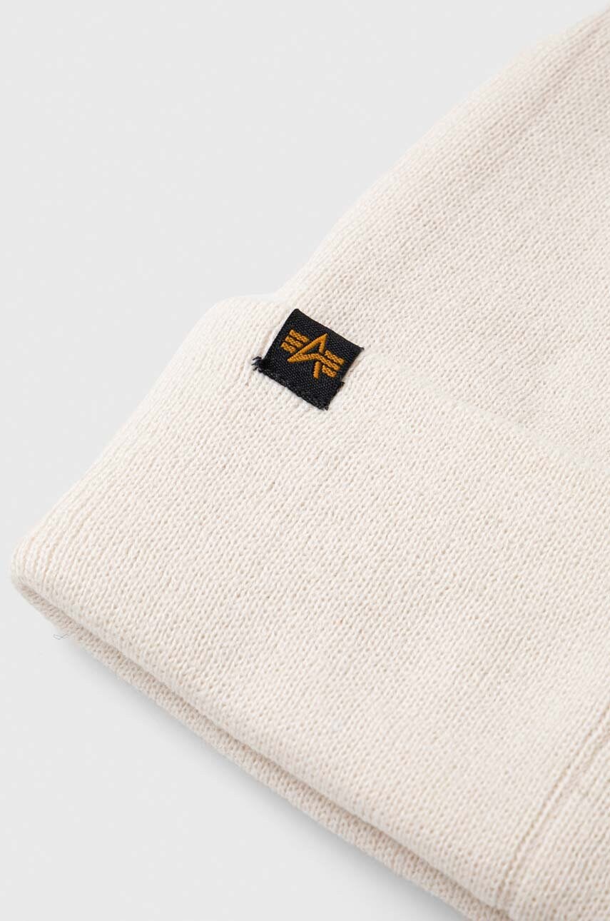 Шапка Alpha Industries колір бежевий з товстого трикотажу