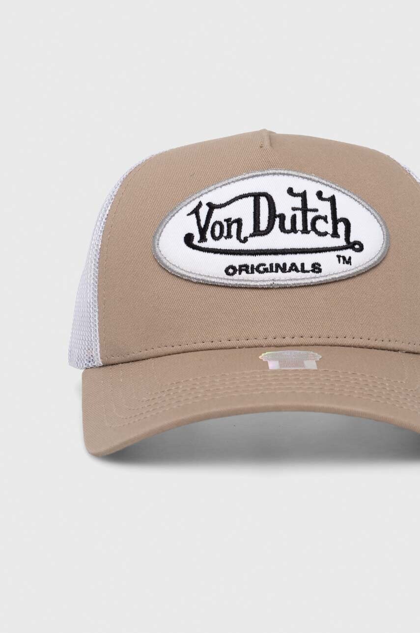 Кепка Von Dutch колір бежевий з аплікацією