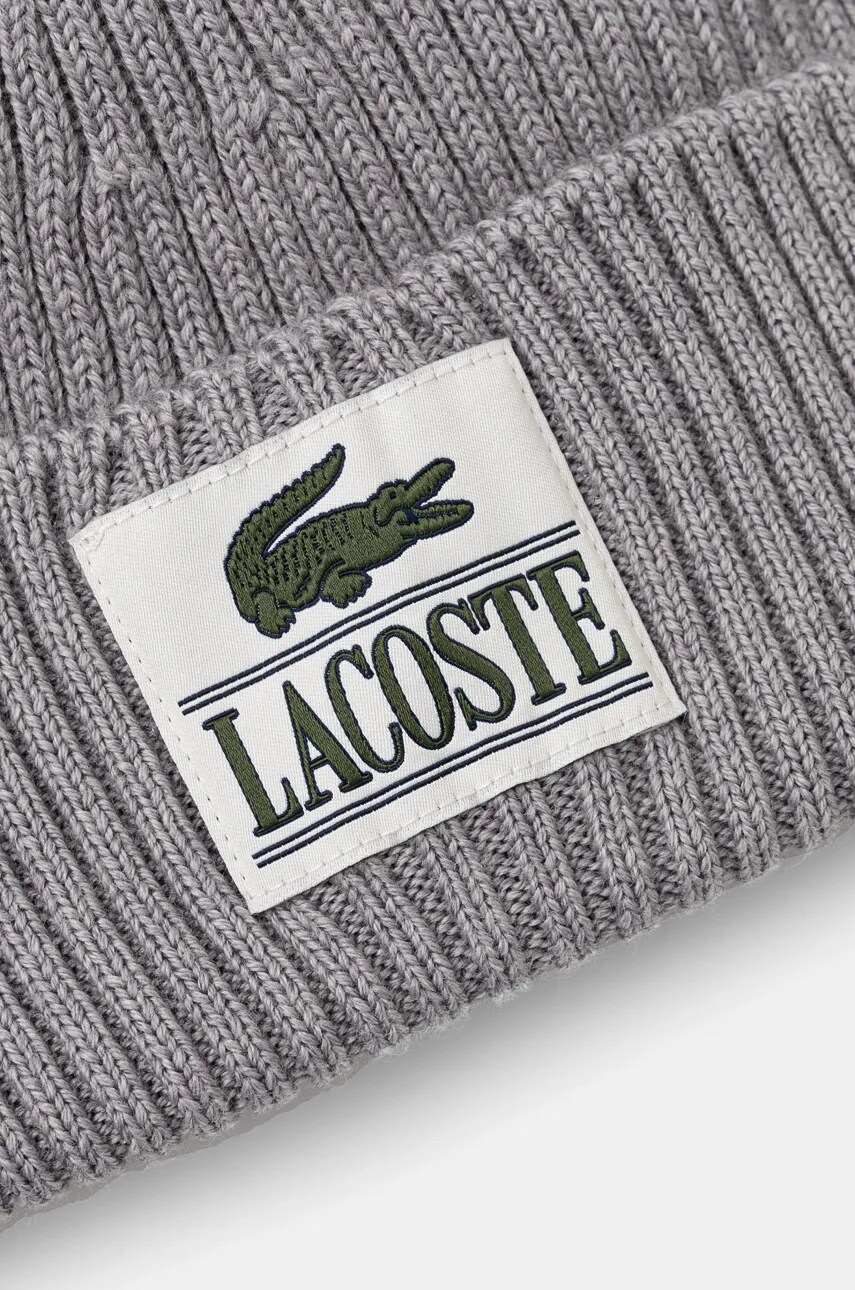 Вовняна шапка Lacoste колір чорний вовна