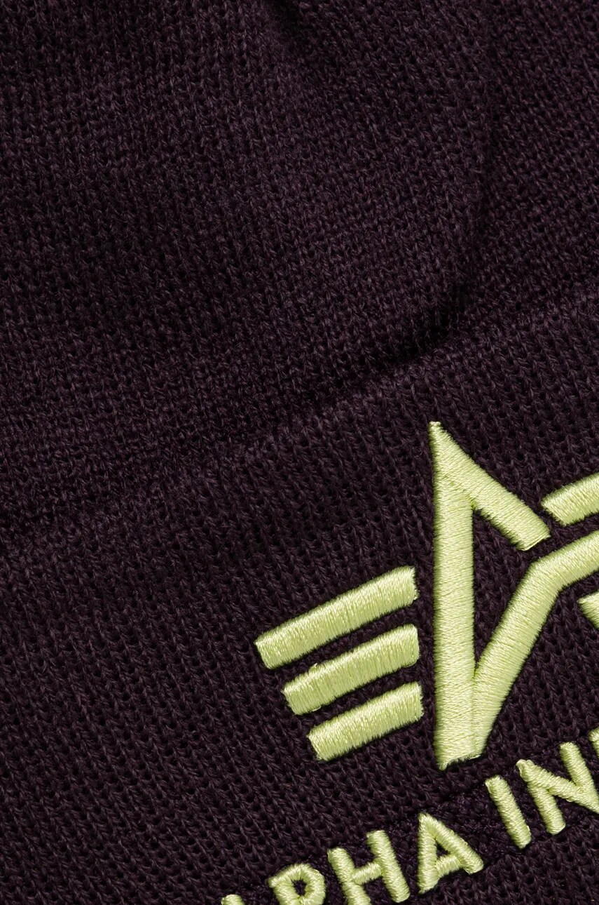 Шапка Alpha Industries колір фіолетовий з тонкого трикотажу