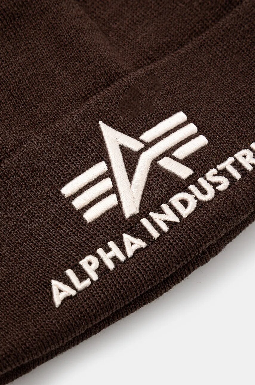 Шапка Alpha Industries колір коричневий з тонкого трикотажу