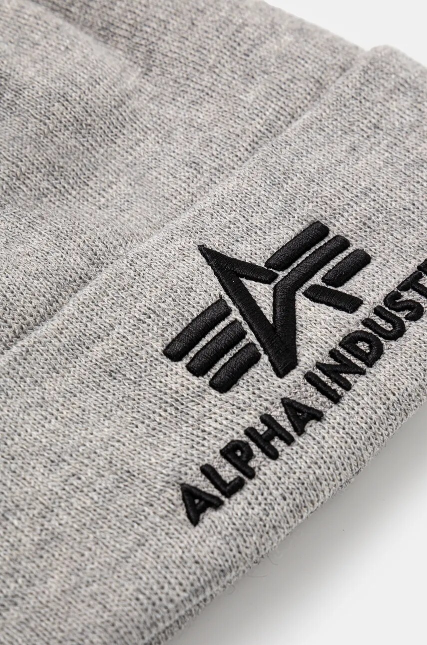 Шапка Alpha Industries колір сірий з тонкого трикотажу