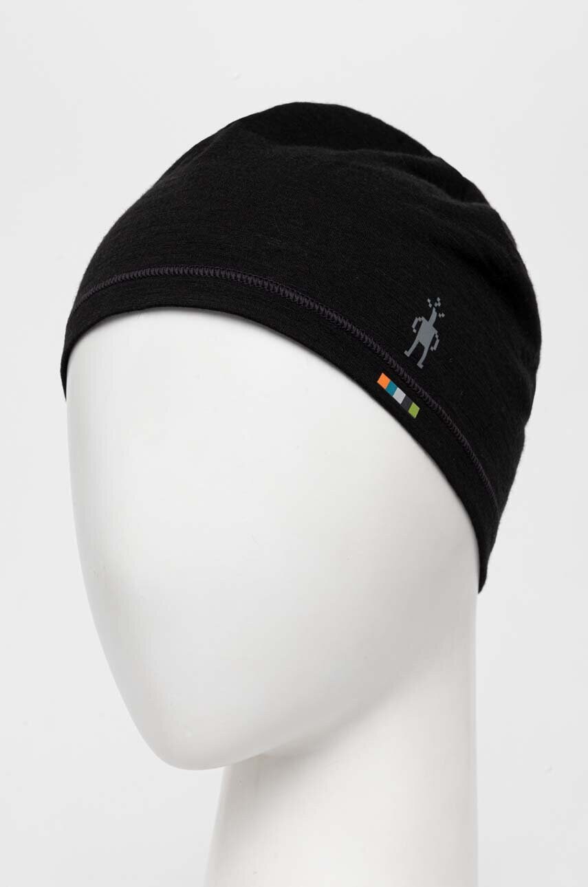 Шапка Smartwool Merino колір чорний з тонкого трикотажу вовна