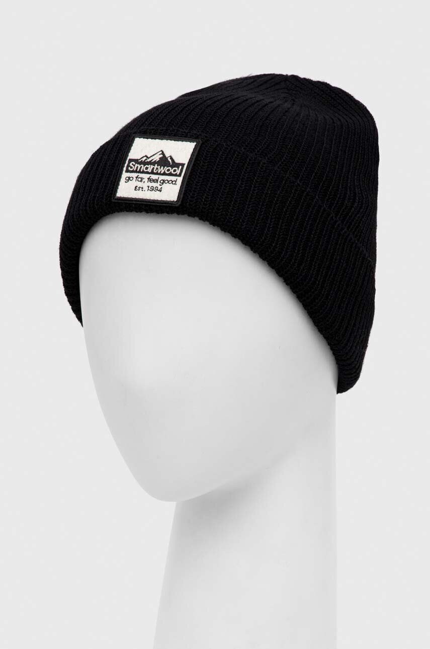 Вовняна шапка Smartwool колір чорний з товстого трикотажу вовна