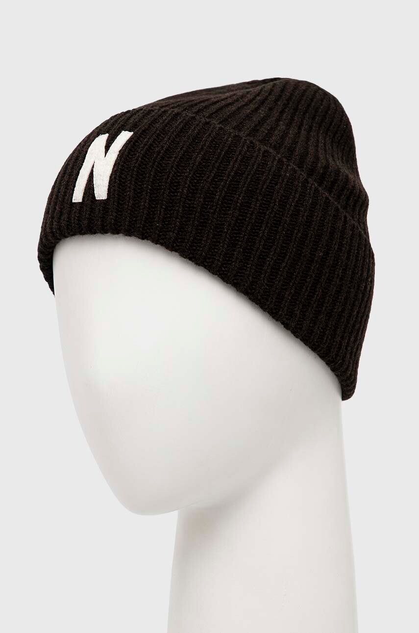 Вовняна шапка Norse Projects Merino Lambswool Rib колір коричневий вовна N95-0953-1037