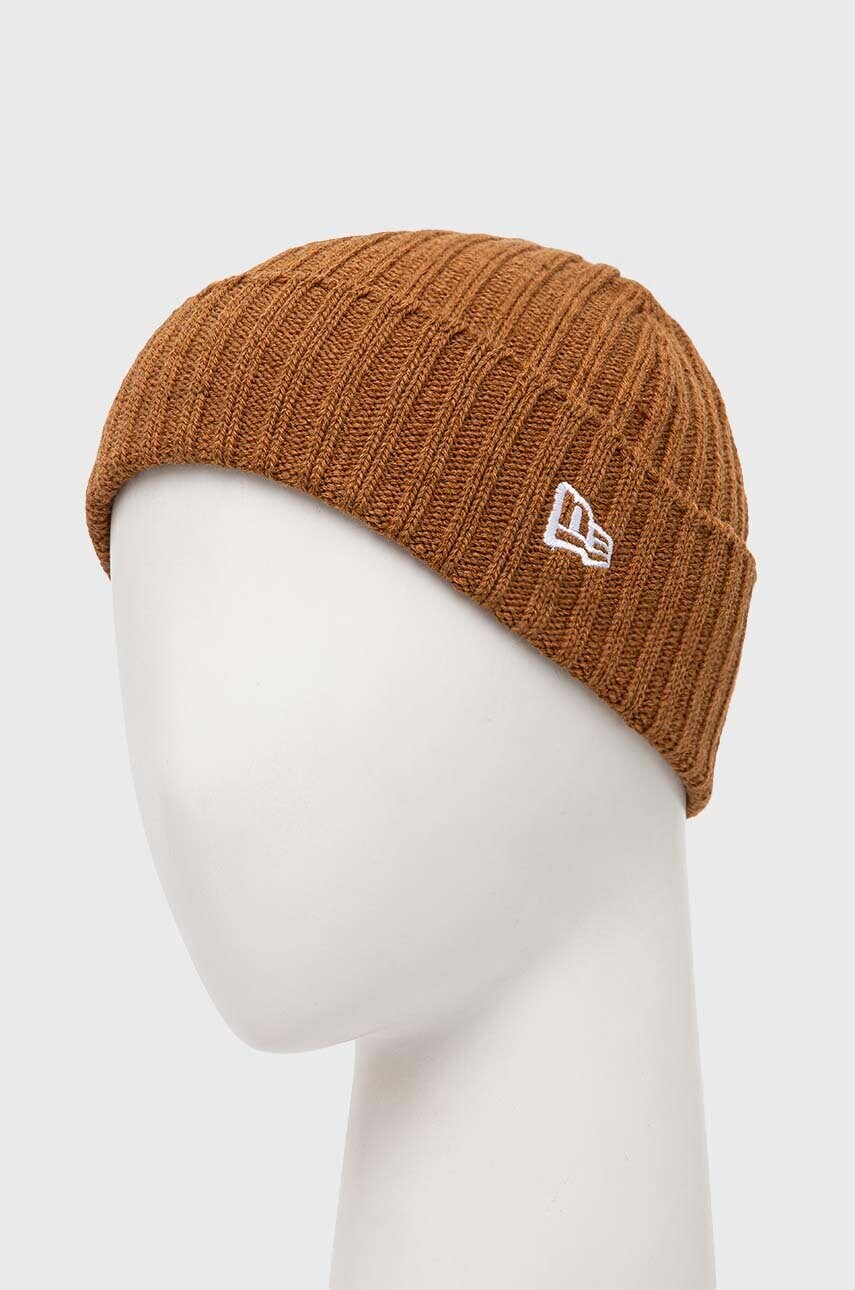 Шапка New Era Cuff Beanie колір коричневий з тонкого трикотажу 60364240