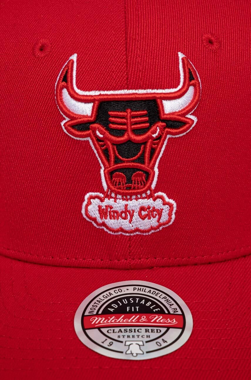 Кепка з домішкою вовни Mitchell&Ness колір червоний з аплікацією