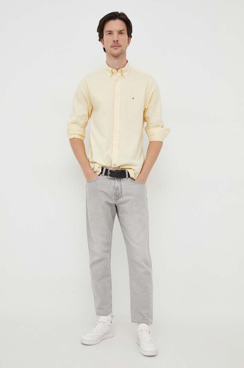 Сорочка Tommy Hilfiger чоловіча колір жовтий regular комір button-down