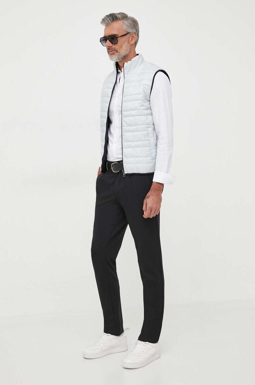 Сорочка Lindbergh чоловіча колір білий slim зі стійкою