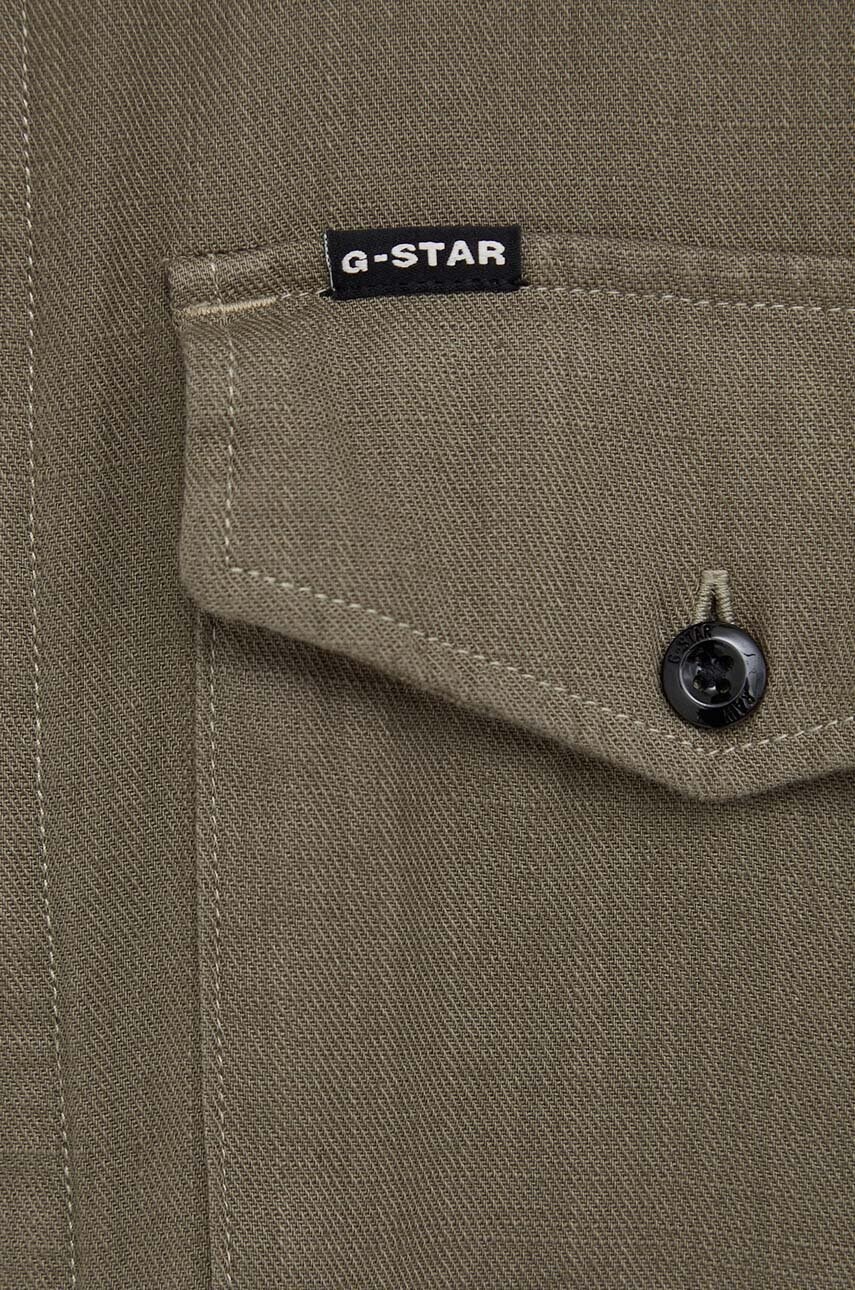 Бавовняна сорочка G-Star Raw чоловіча колір зелений slim класичний комір