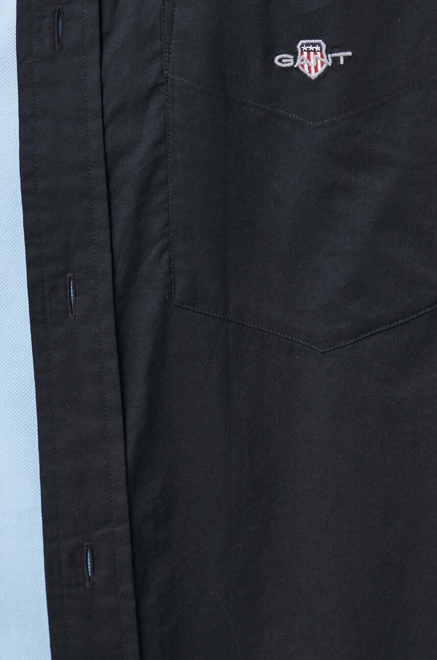 Бавовняна сорочка Gant чоловіча колір чорний regular комір button-down