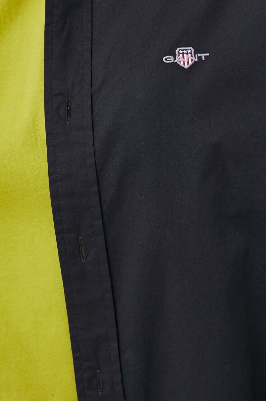 Бавовняна сорочка Gant чоловіча колір чорний slim комір button-down