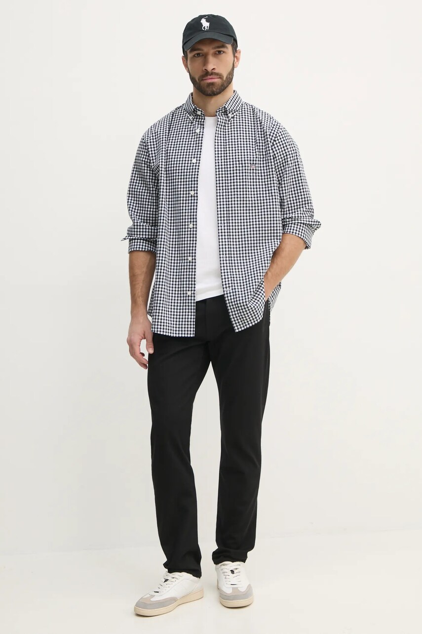 Бавовняна сорочка Gant чоловіча колір чорний regular комір button-down