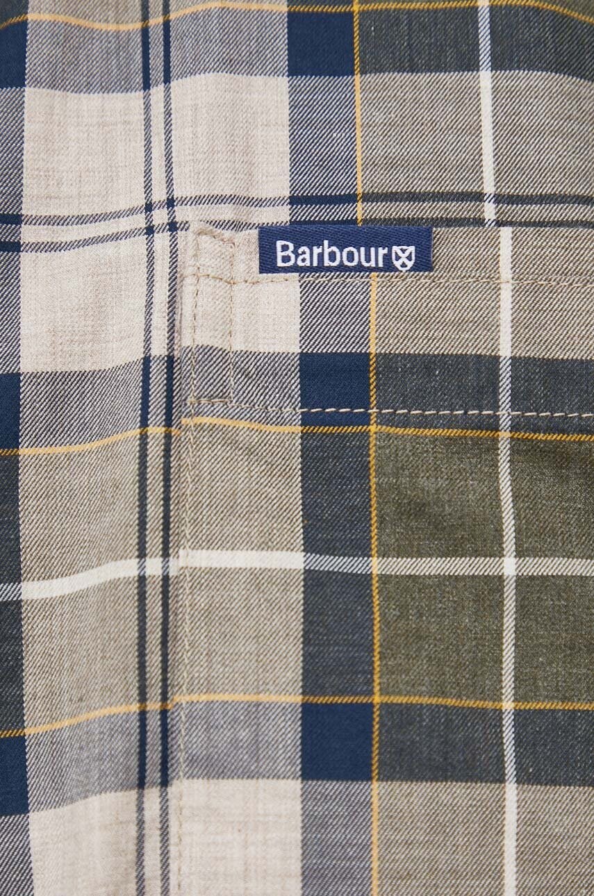 Бавовняна сорочка Barbour чоловіча колір зелений slim комір button-down
